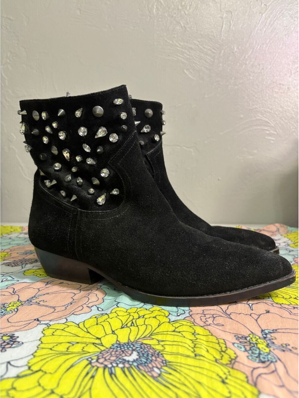 #63 Sam Edelmam black bling ankle boots